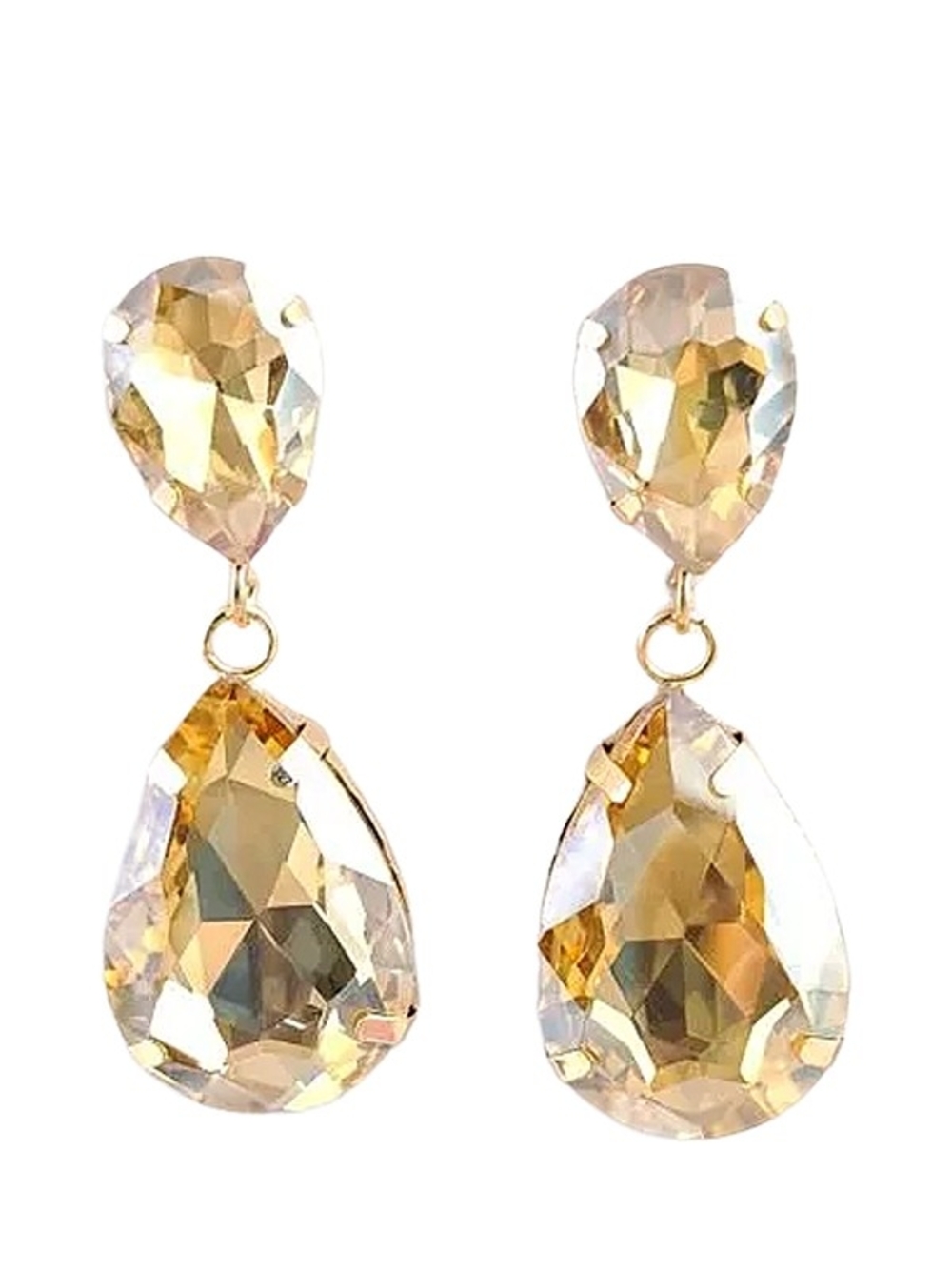 Champagne Teardrop Crystal Dangle Earrings